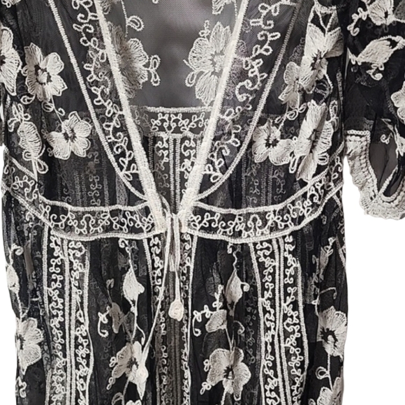 ASHA Gypsy Boho Embroidered Duster L M S Robe Maxi Dress Swim Cover Up Kimono - Picture 10 of 14